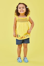 JoJo Maman Bébé Yellow 2-Piece Elmer Embroidered Top & Shorts Set - Image 1 of 5