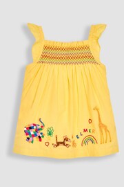 JoJo Maman Bébé Yellow 2-Piece Elmer Embroidered Top & Shorts Set - Image 4 of 5