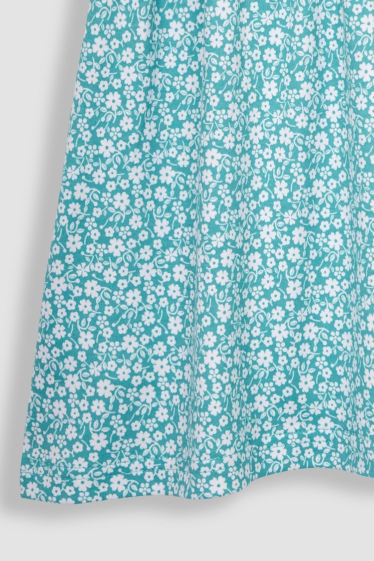 JoJo Maman Bébé Duck Egg Blue Ditsy Floral Puff Sleeve Jersey Dress - Image 3 of 3