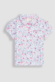 JoJo Maman Bébé Pink Ladybird Ditsy Floral Pretty Polo Shirt - Image 1 of 3