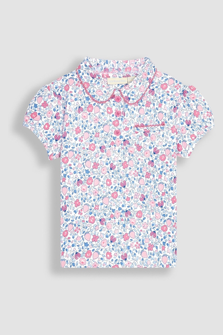 JoJo Maman Bébé Pink Ladybird Ditsy Floral Pretty Polo Shirt - Image 1 of 3