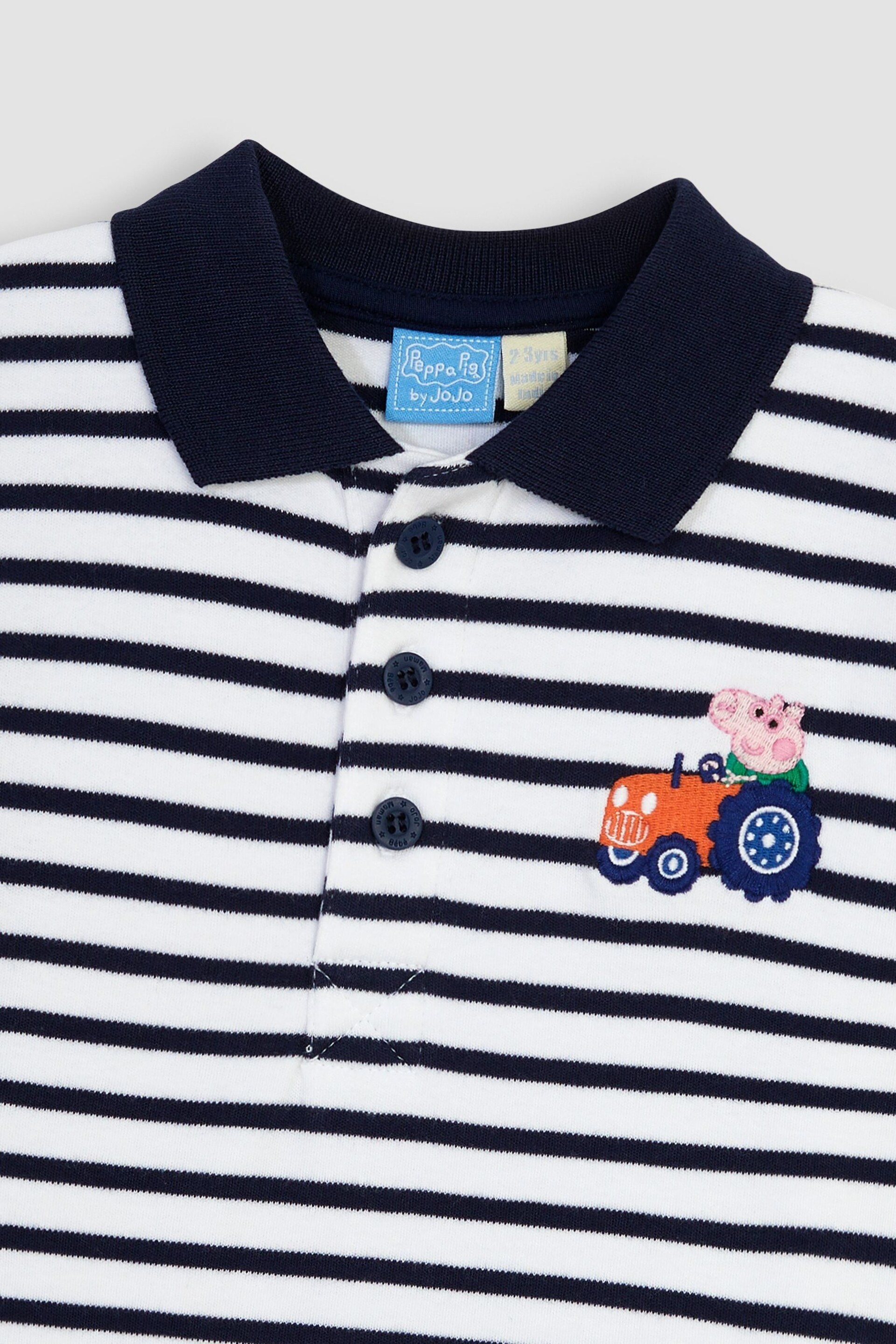 JoJo Maman Bébé Navy 2-Piece Peppa Pig Appliqué Polo Shirt & Shorts Set - Image 5 of 6