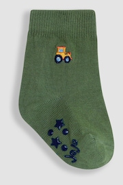 JoJo Maman Bébé Green Tractor 3-Pack Embroidered Socks - Image 4 of 4