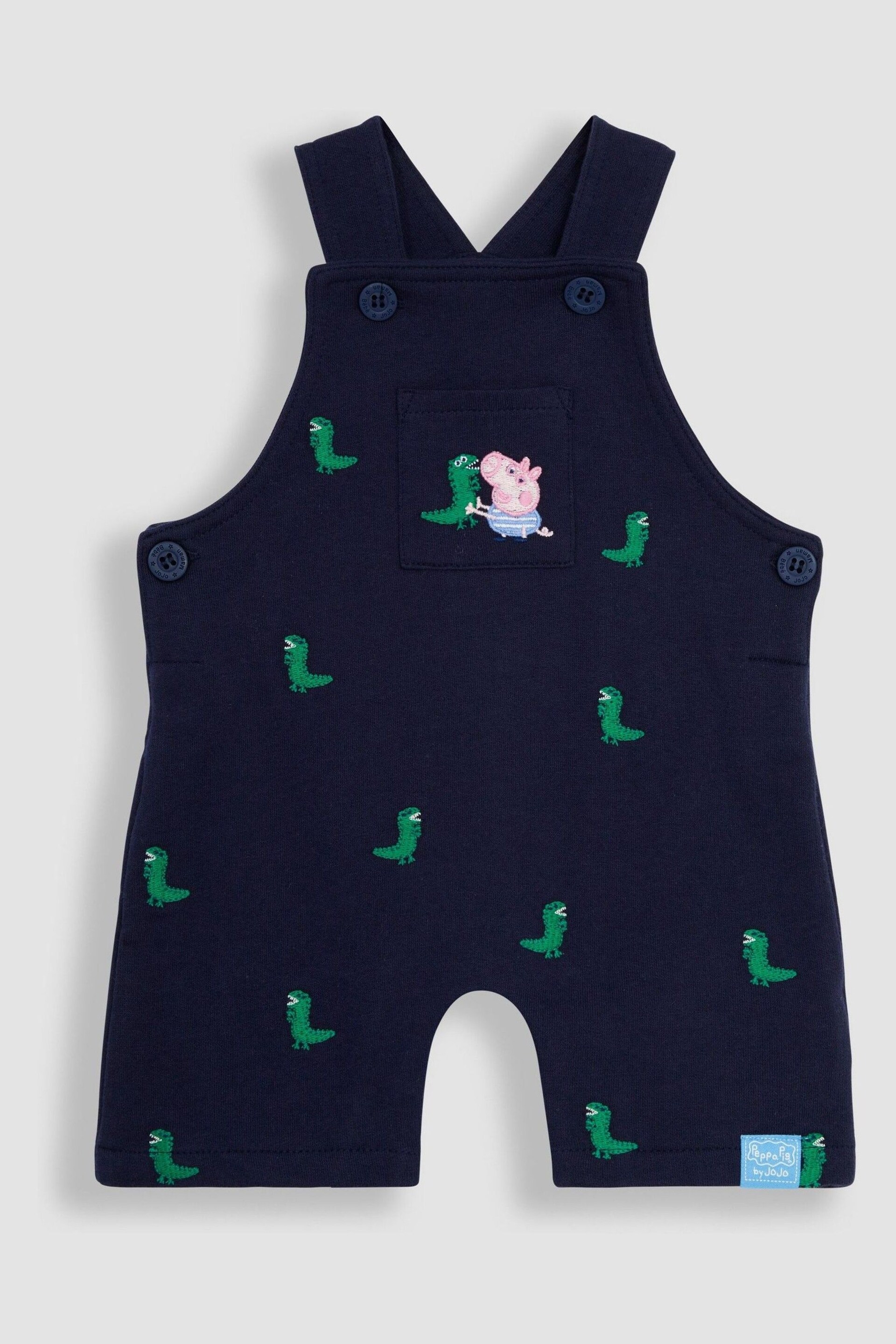 JoJo Maman Bébé Navy 2-Piece Peppa Pig Dinosaur Dungarees & T-Shirt Set - Image 5 of 8