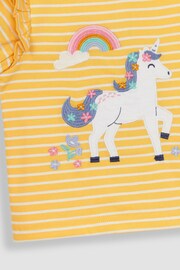 JoJo Maman Bébé Yellow Unicorn Appliqué Frill Sleeve T-Shirt - Image 3 of 3