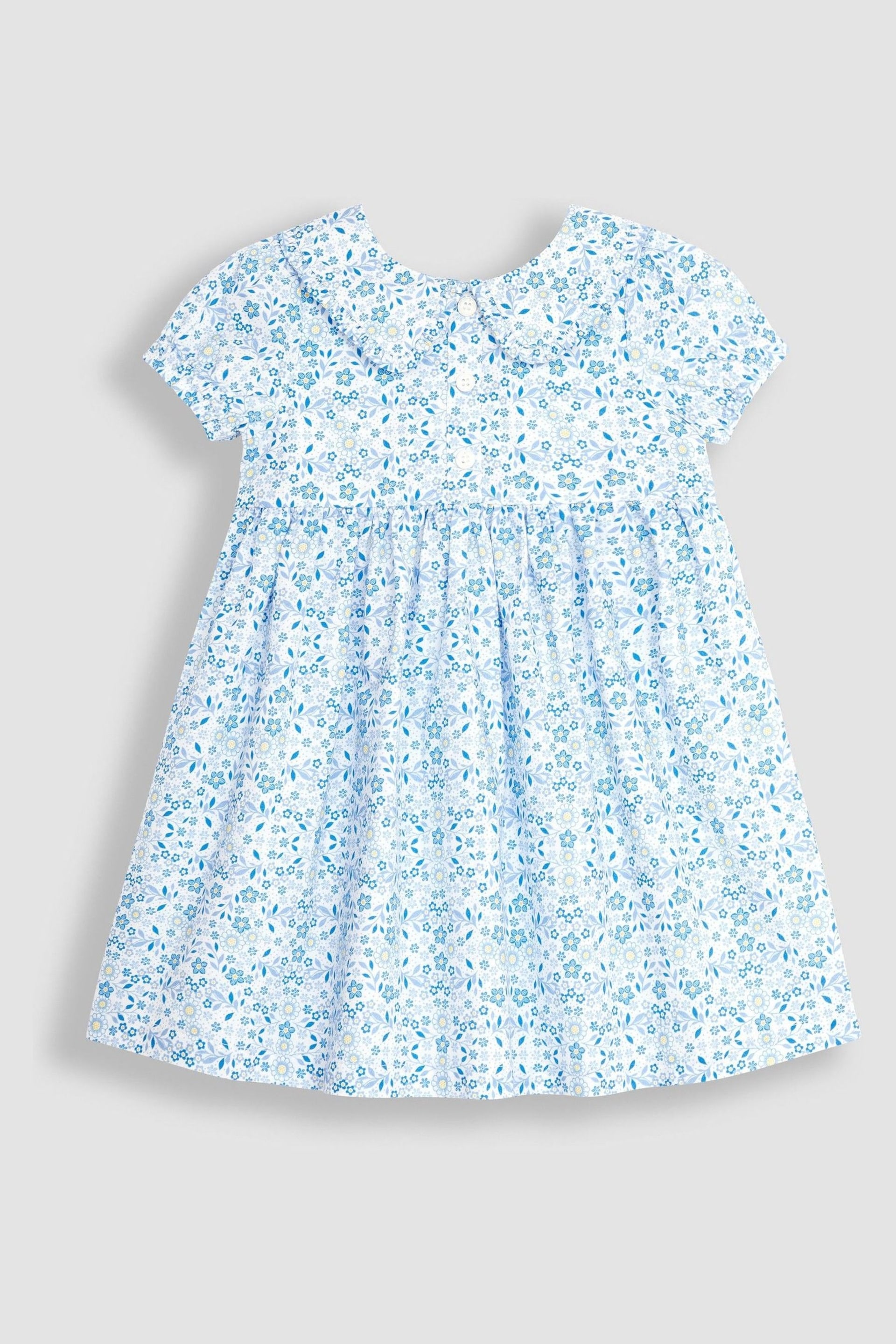 JoJo Maman Bébé Blue Floral Button Front Collar Tea Dress - Image 1 of 3