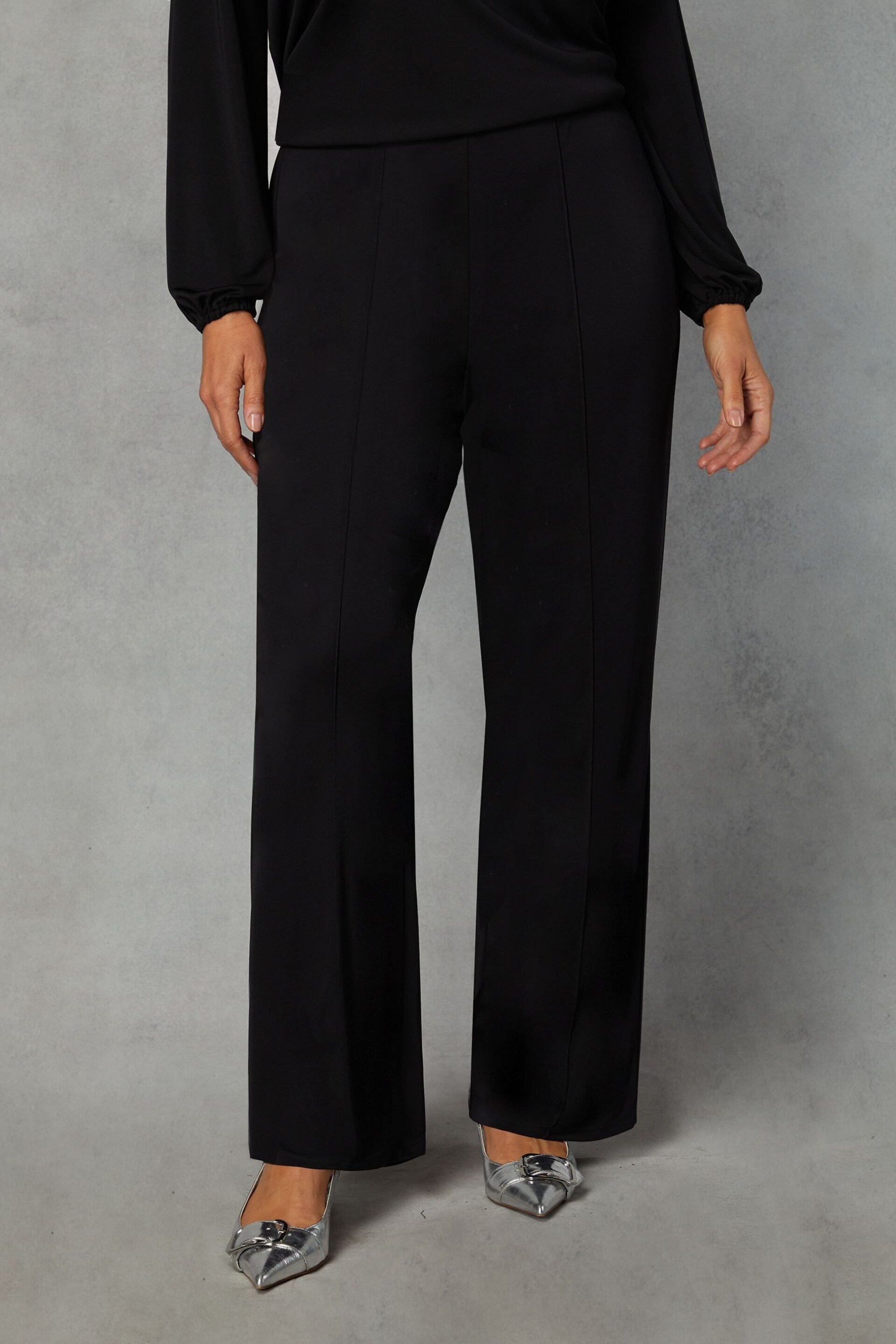 Live Unlimited Curve - Petite Jersey Bootleg Black Trousers - Image 1 of 4