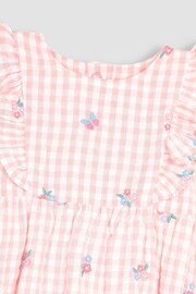 JoJo Maman Bébé Pink Floral Embroidered Gingham Bubble Romper - Image 5 of 5