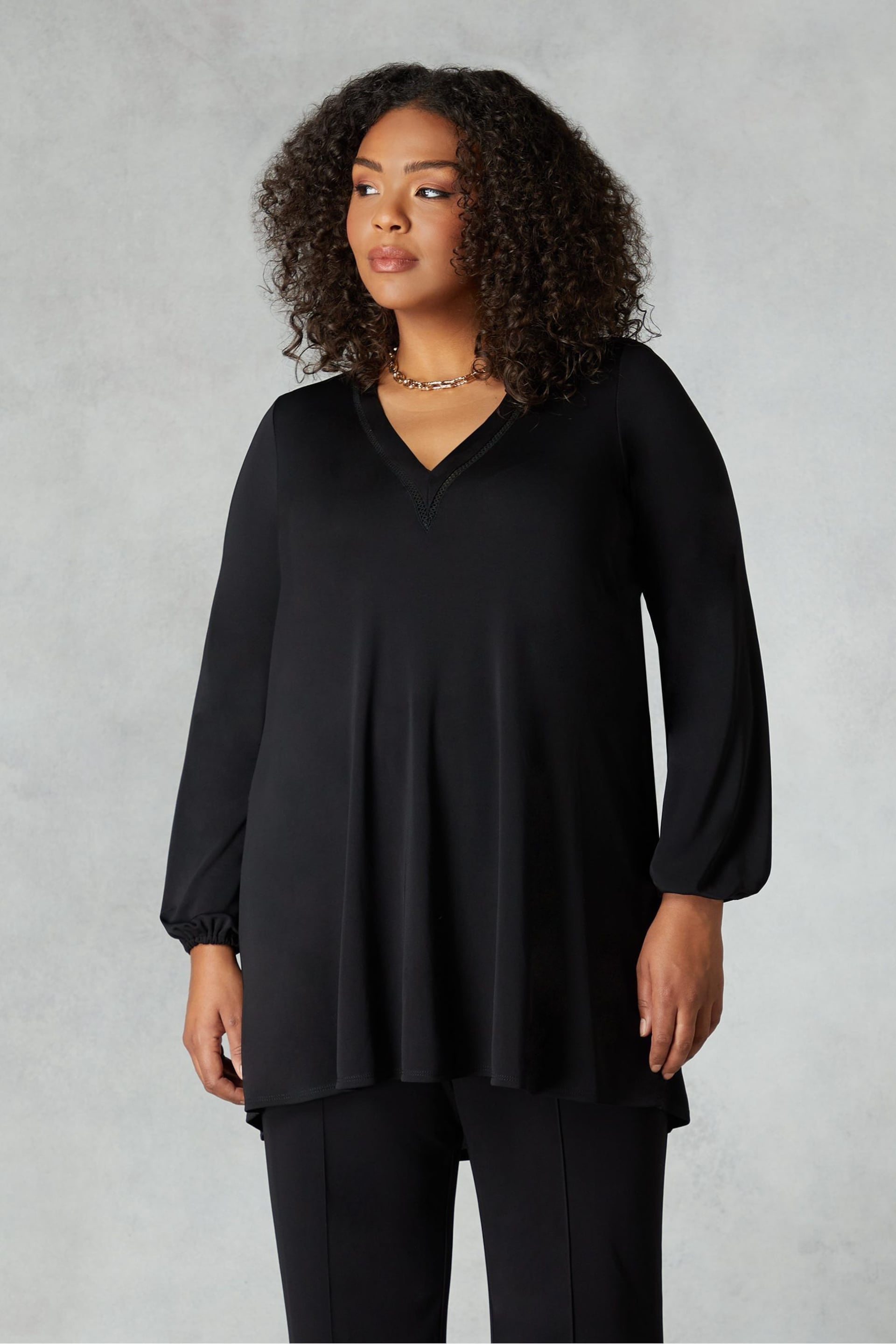 Live Unlimited Curve Jersey Trim Insert Black Tunic - Image 1 of 4
