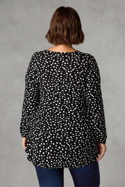 Live Unlimited Curve Spot Print Jersey Notch Front Black Tunic - Image 2 of 4