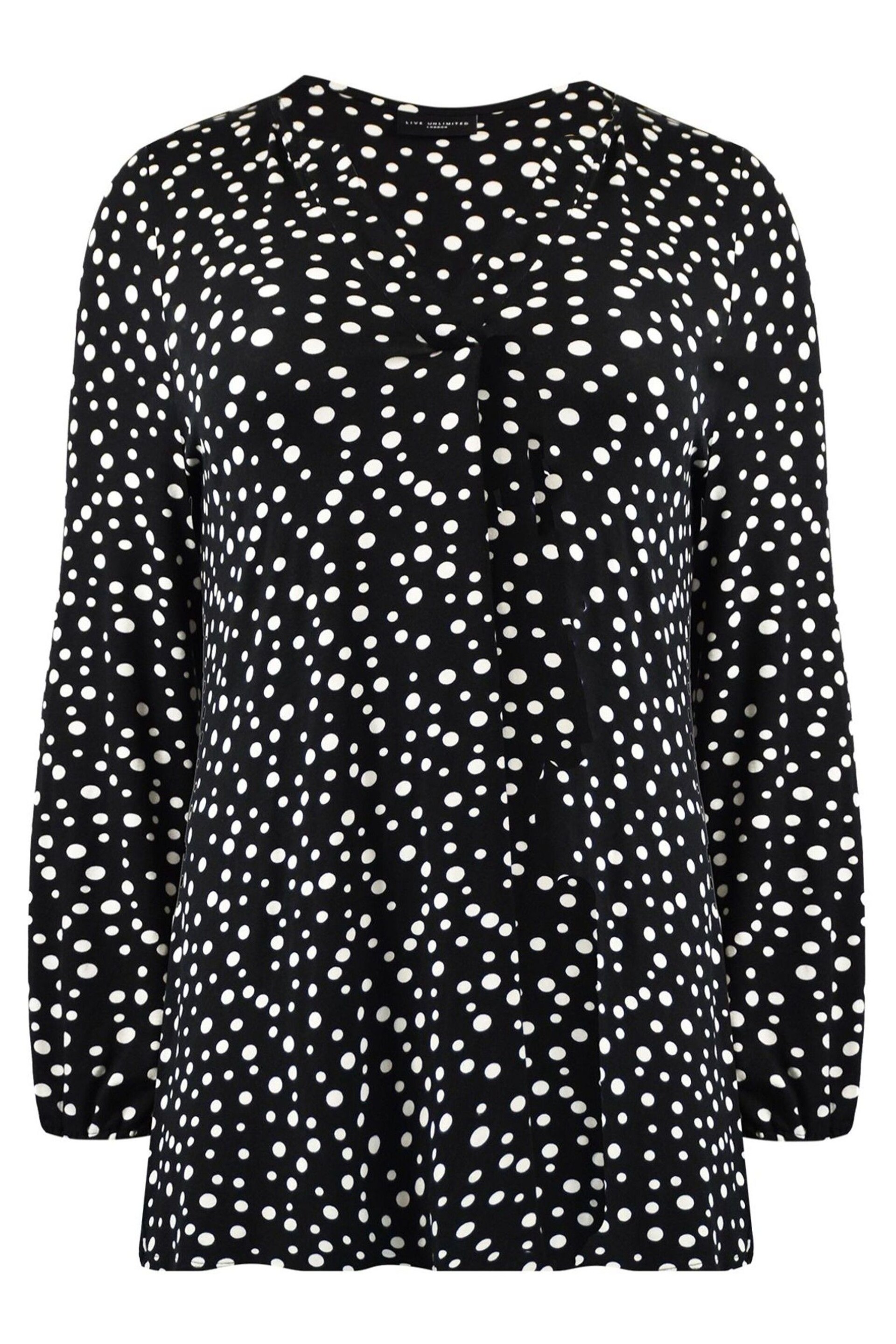 Live Unlimited Curve Spot Print Jersey Notch Front Black Tunic - Image 4 of 4