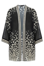 Live Unlimited Curve Leopard Print Chiffon Black Kimono - Image 4 of 4