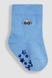 JoJo Maman Bébé Blue Digger 3-Pack Embroidered Socks - Image 3 of 4