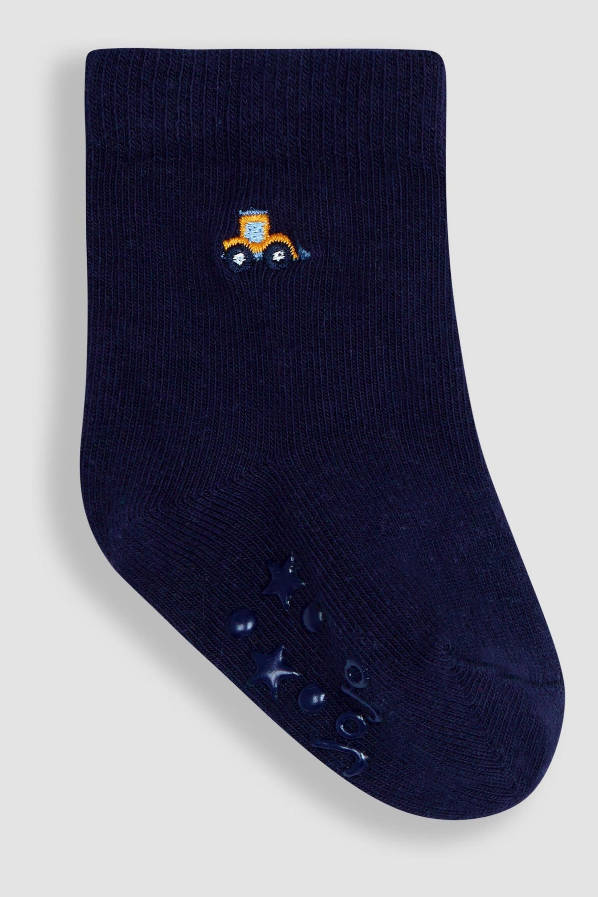 JoJo Maman Bébé Blue Digger 3-Pack Embroidered Socks - Image 4 of 4