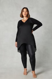 Live Unlimited Curve Satin Front High Low Black Tunic - Image 1 of 4