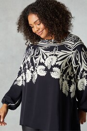 Live Unlimited Black Border Print Relaxed Blouse - Image 4 of 5