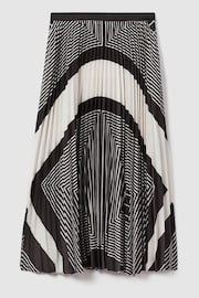 Reiss Black/Cream Gabi Printed Pleated Midi Skirt - Image 2 of 7