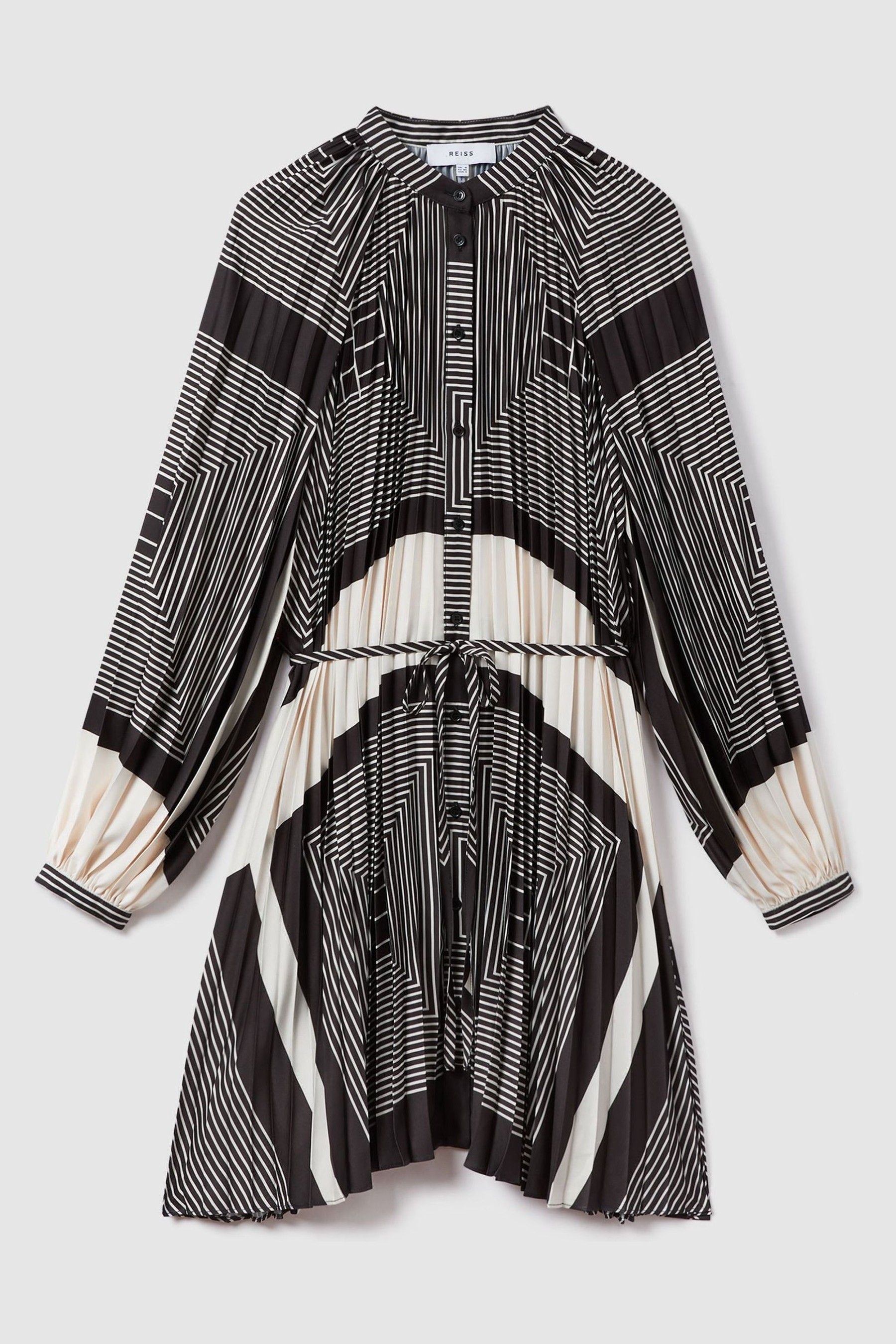 Buy Reiss Black White Bay Printed Pleated Mini Dress from the Next UK online shop