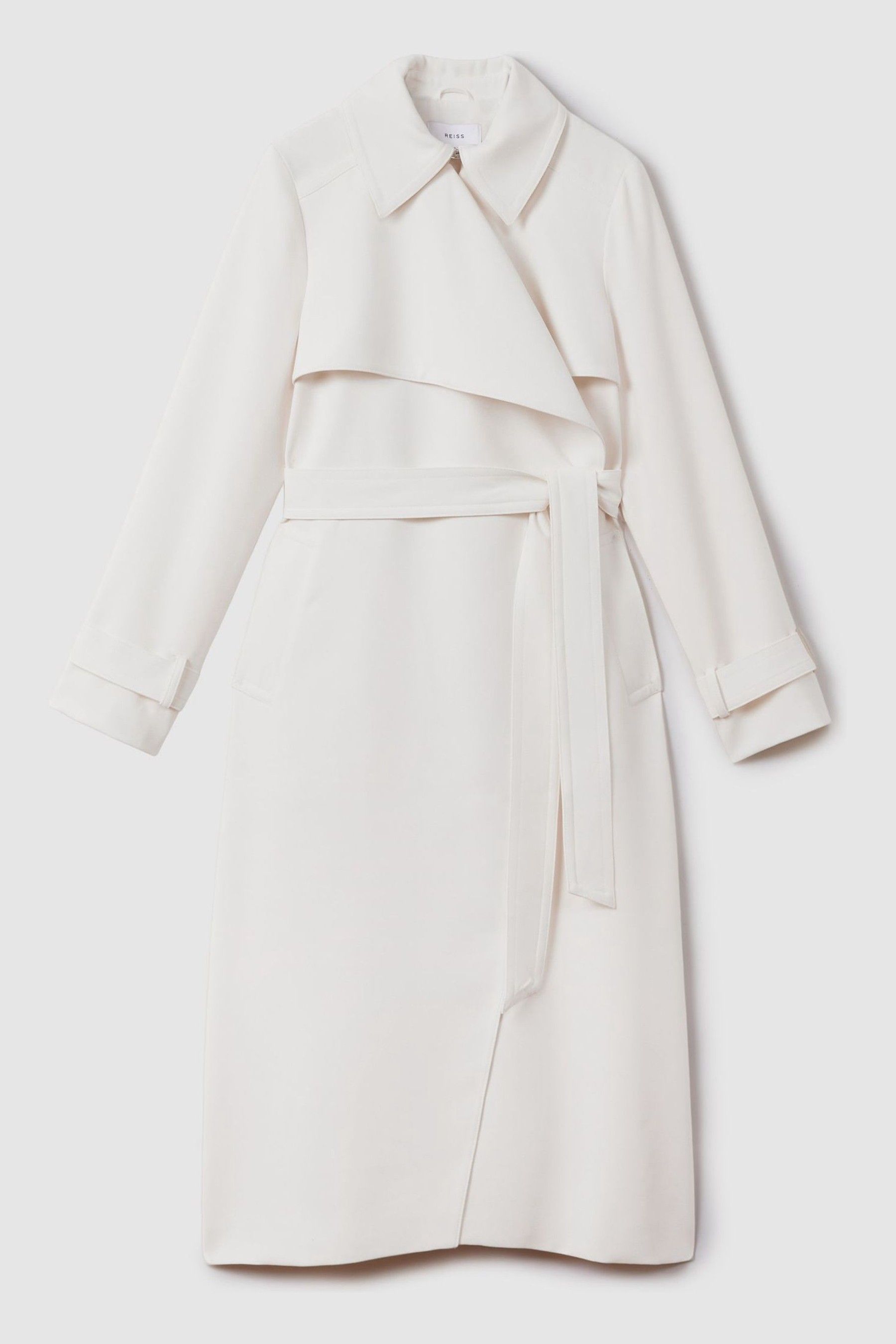 Buy Reiss White Etta Petite Double Breasted Belted Trench Coat from the Next UK online shop