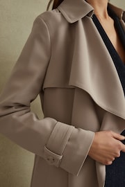 Reiss Mink Neutral Etta Double Breasted Belted Trench Coat - Image 3 of 7