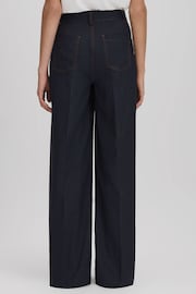 Reiss Navy Raven Wool Blend Denim Look Suit Trousers - Image 5 of 7