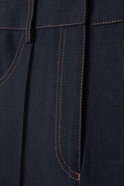 Reiss Navy Raven Wool Blend Denim Look Suit Trousers - Image 7 of 7