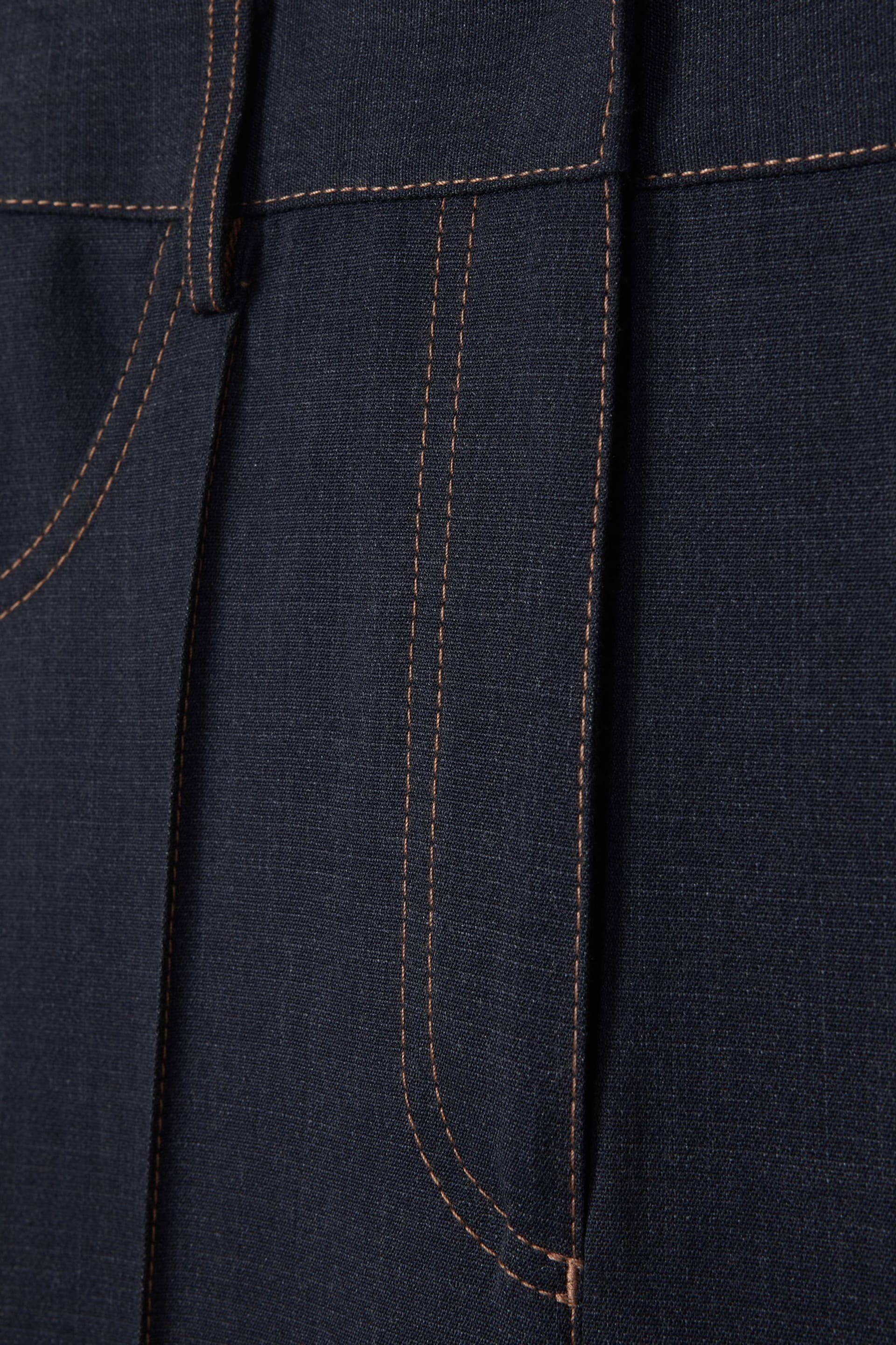 Reiss Navy Raven Wool Blend Denim Look Suit Trousers - Image 7 of 7