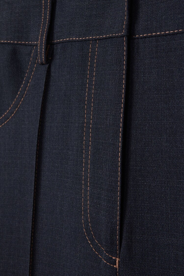 Reiss Navy Raven Wool Blend Denim Look Suit Trousers - Image 7 of 7