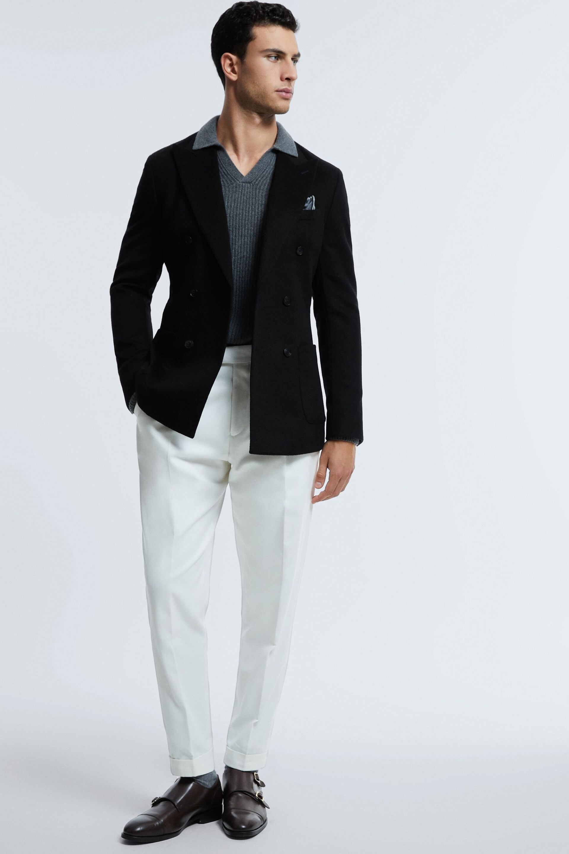 Atelier Cashmere Modern Fit Double Breasted Blazer - Image 3 of 7