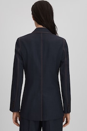 Reiss Navy Raven Wool Blend Denim Look Suit Blazer - Image 5 of 8