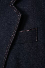 Reiss Navy Raven Wool Blend Denim Look Suit Blazer - Image 8 of 8