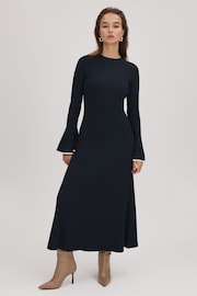 Florere Fitted Fluted Cuff Midi Dress - Image 1 of 7