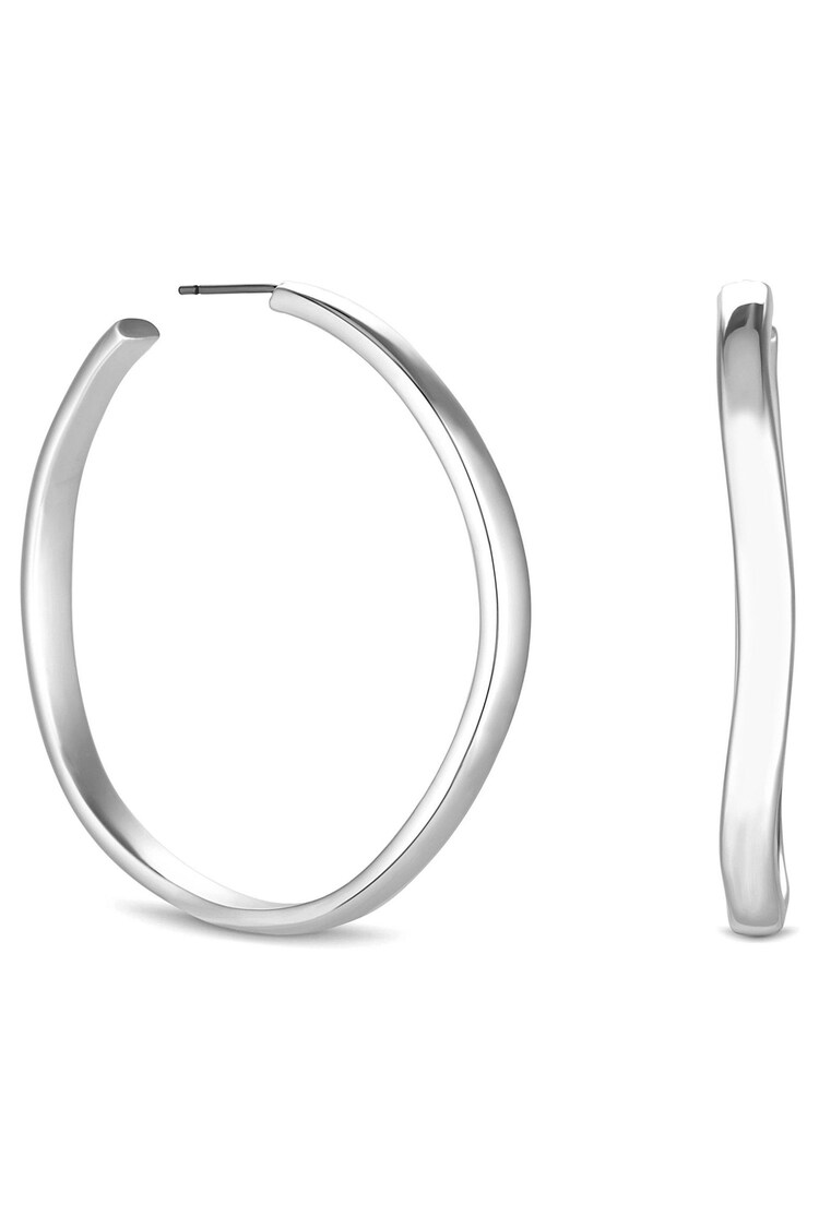 Inicio Recycled Sterling Silver Plated Molten Hoop Earrings - Gift Pouch - Image 1 of 2