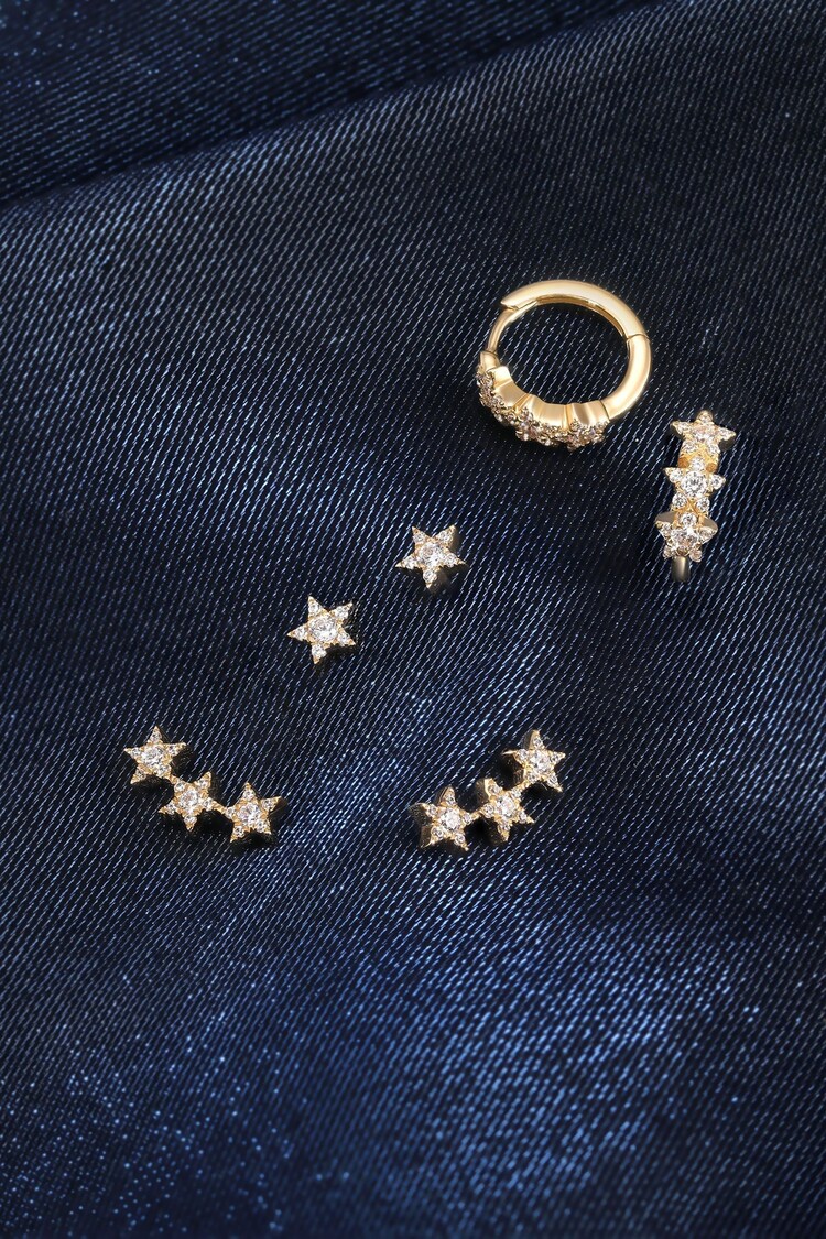 Inicio 14K Gold Plated Recycled Cubic Zirconia Star Stud Earrings - Gift Pouch - Image 2 of 5