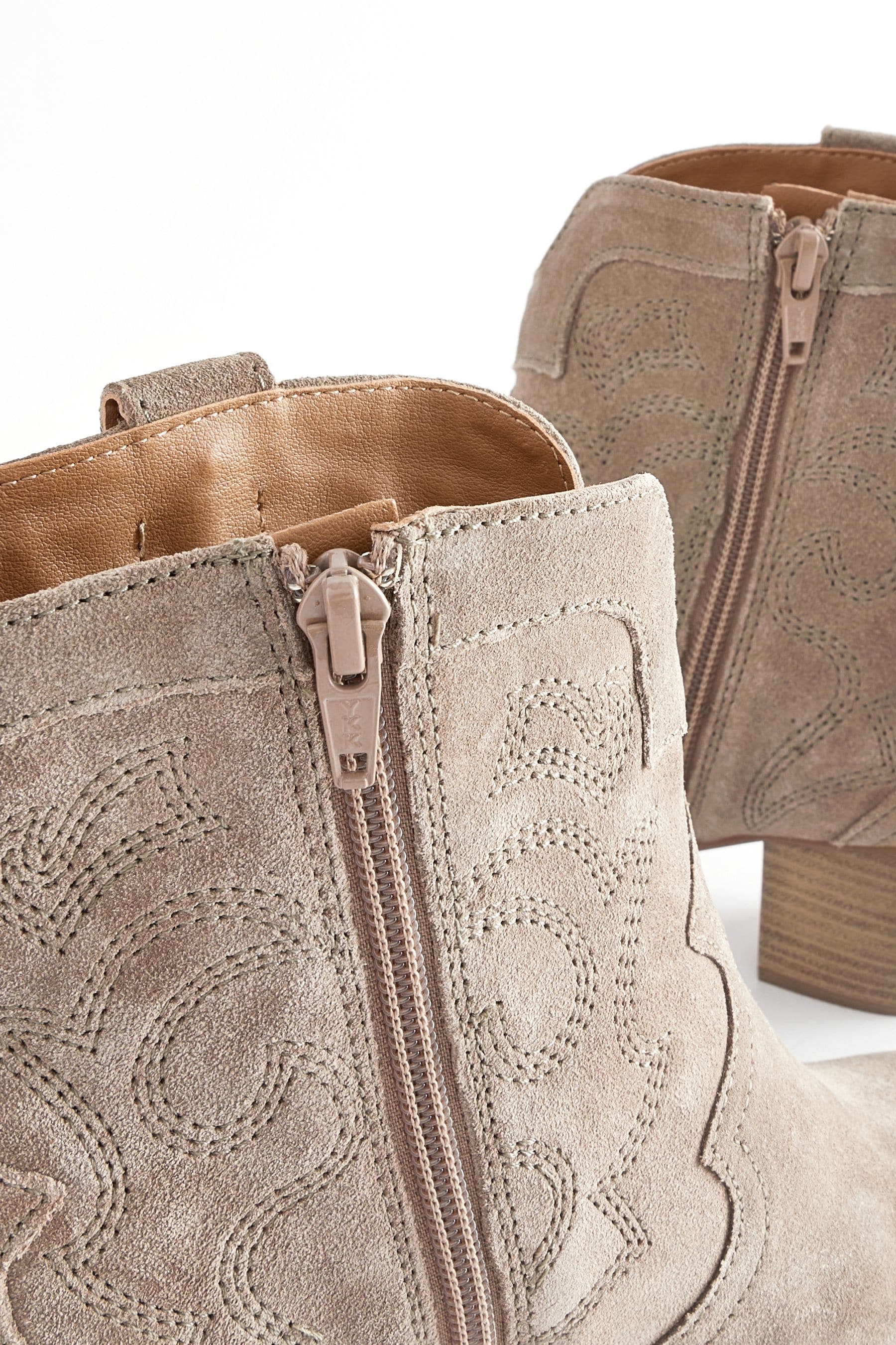 Buy Mink Brown Extra Wide Fit Forever Comfort Stitched Detail Ankle Western Cowboy Boots from Next Luxembourg