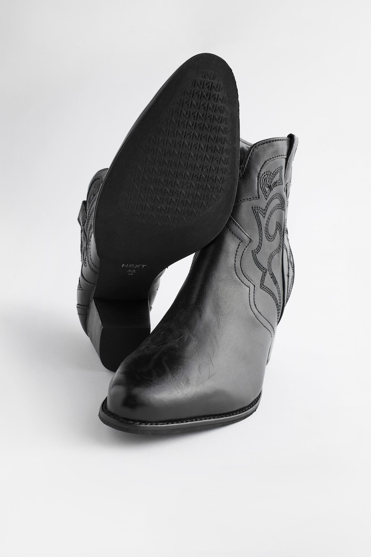 Black Extra Wide Fit Forever Comfort® Stitched Detail Ankle Western/Cowboy Boots - Image 2 of 6