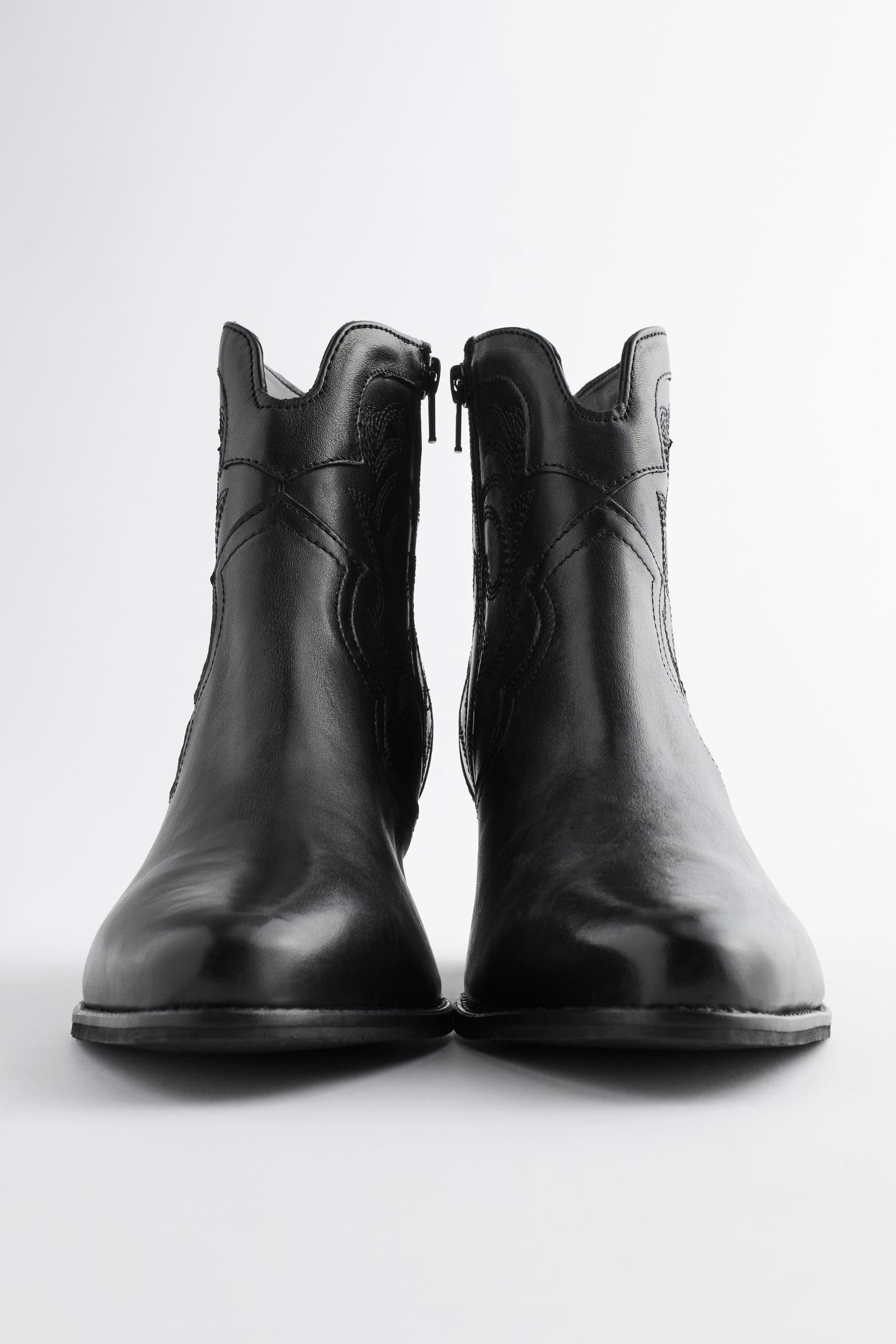 Buy Black Extra Wide Fit Forever Comfort Stitched Detail Ankle Western Cowboy Boots from Next Luxembourg