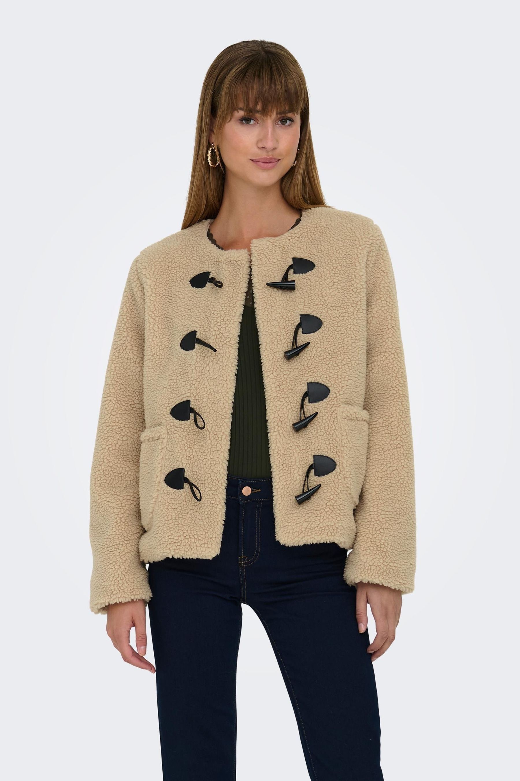 Collarless teddy coat 2025