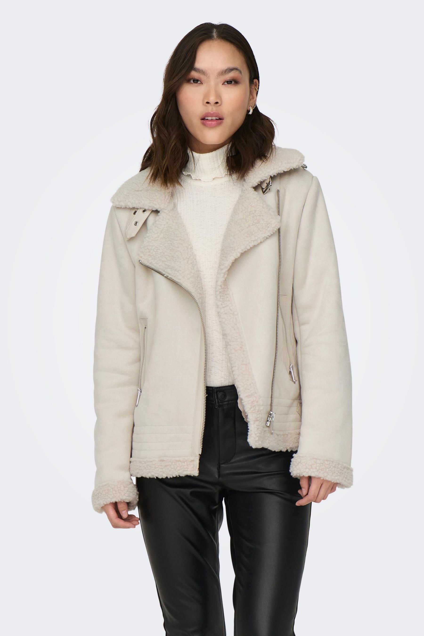 Cream aviator jacket on sale