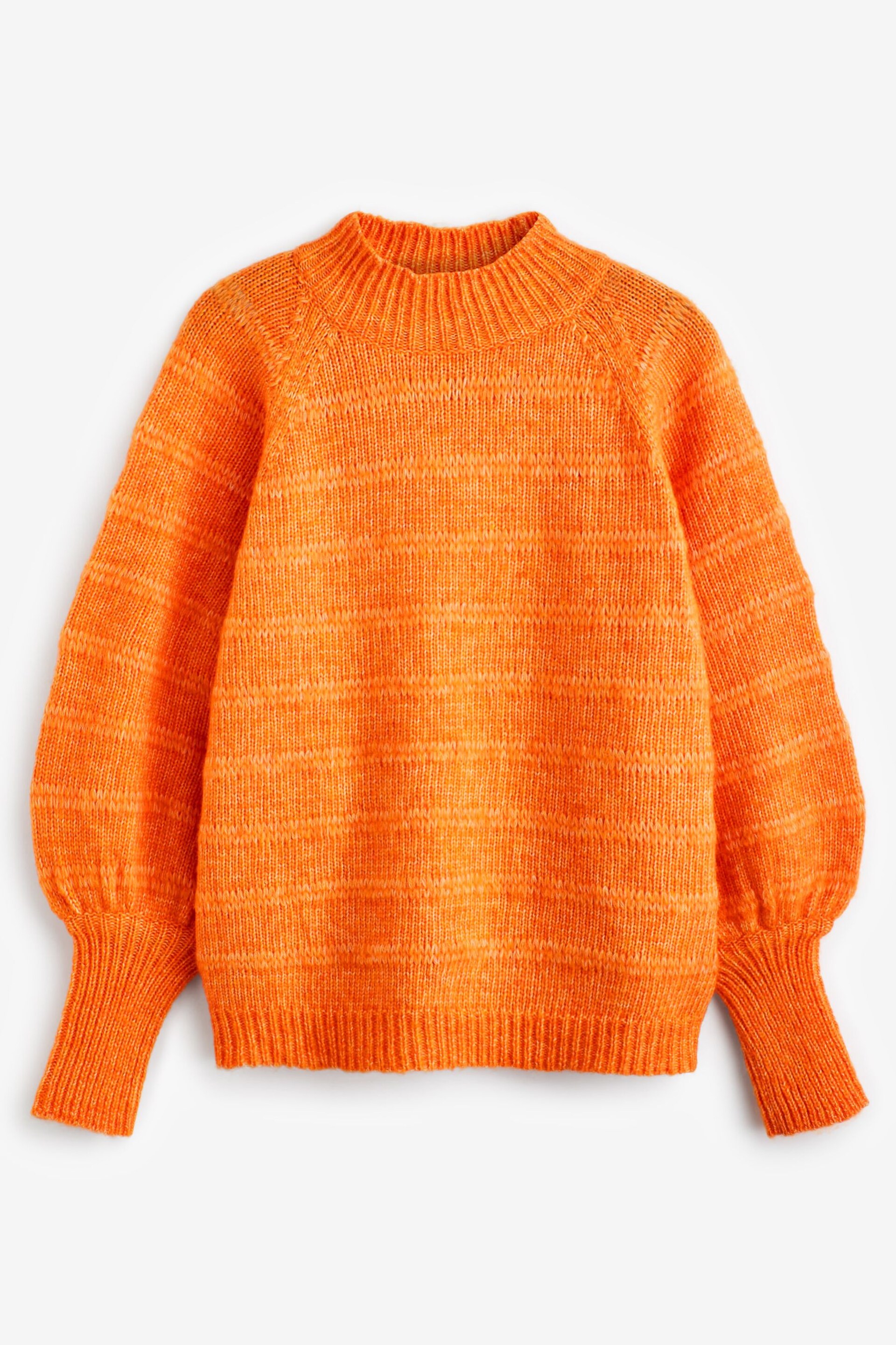 ONLY Orange High Neck Knitted Ribbed Puff Sleeve Jumper - Image 3 of 3