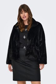 ONLY Curve Black Faux Fur Short Jacket - Image 1 of 6