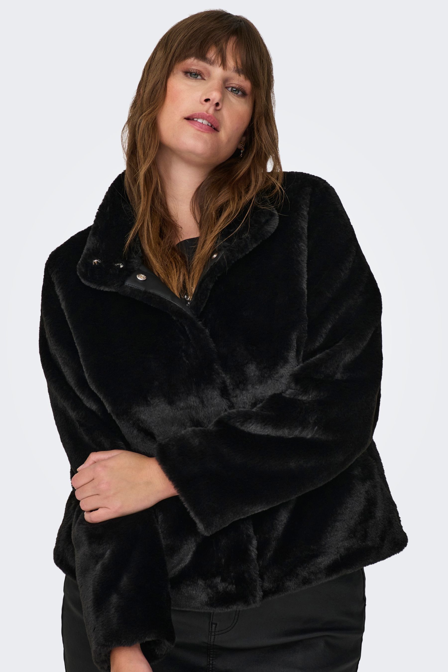 Faux fur short black jacket sales