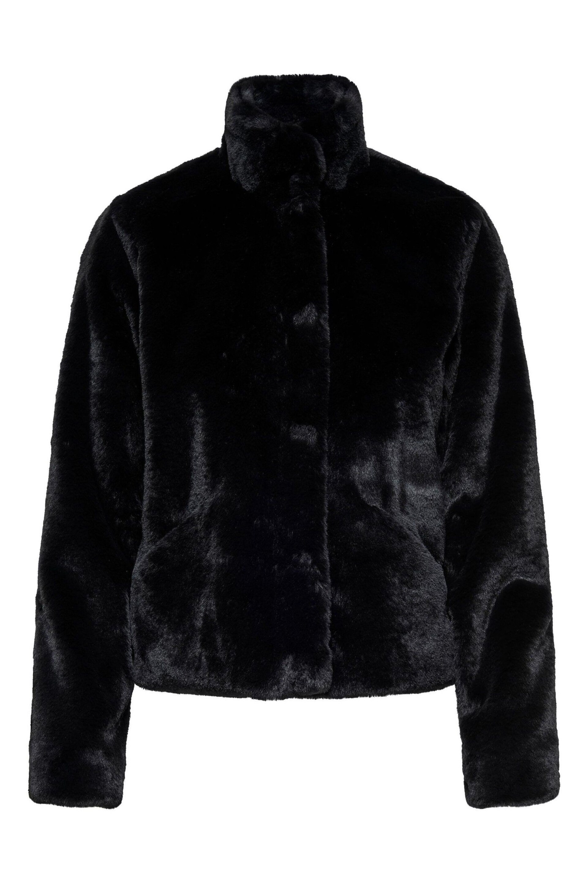 ONLY Curve Black Faux Fur Short Jacket - Image 6 of 6