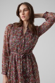 VERO MODA Purple Floral Print Long Sleeve Tie Waist Mini Dress - Image 4 of 5