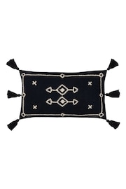 Yard Black Folis Embroidered Feather Filled Cushion - Image 3 of 7