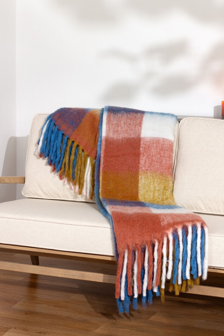 Furn Natural Alba Check Throw - Image 1 of 3