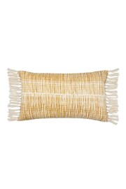 Yard Cumin Yellow Sono Ink Abstract Fringed Feather Filled Cushion - Image 3 of 7