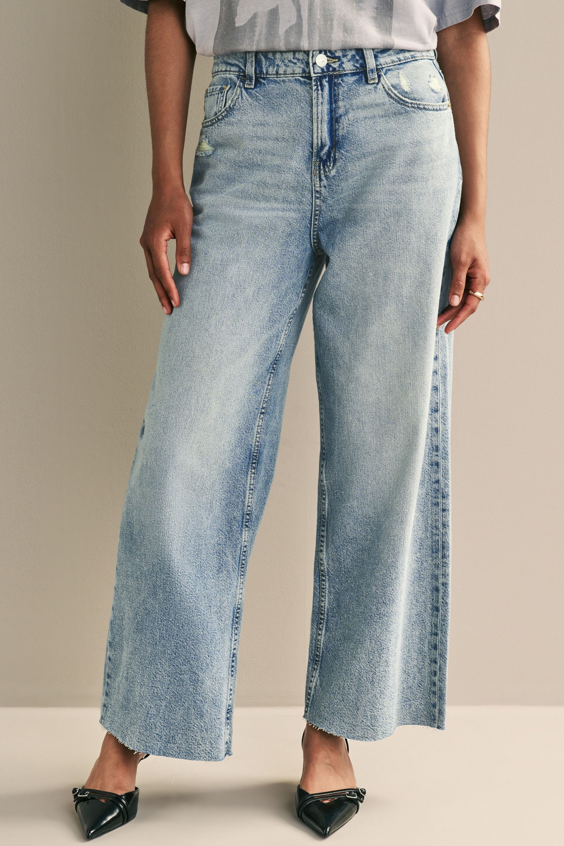 Mid Blue Hourglass Wide Leg Jeans - Image 1 of 2