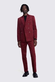 Slim Fit Double Breasted Red Corduroy Jacket - Image 3 of 4