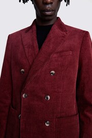 Slim Fit Double Breasted Red Corduroy Jacket - Image 4 of 4